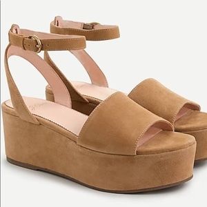 J. Crew Tan Suede Platform Sandals Size 11